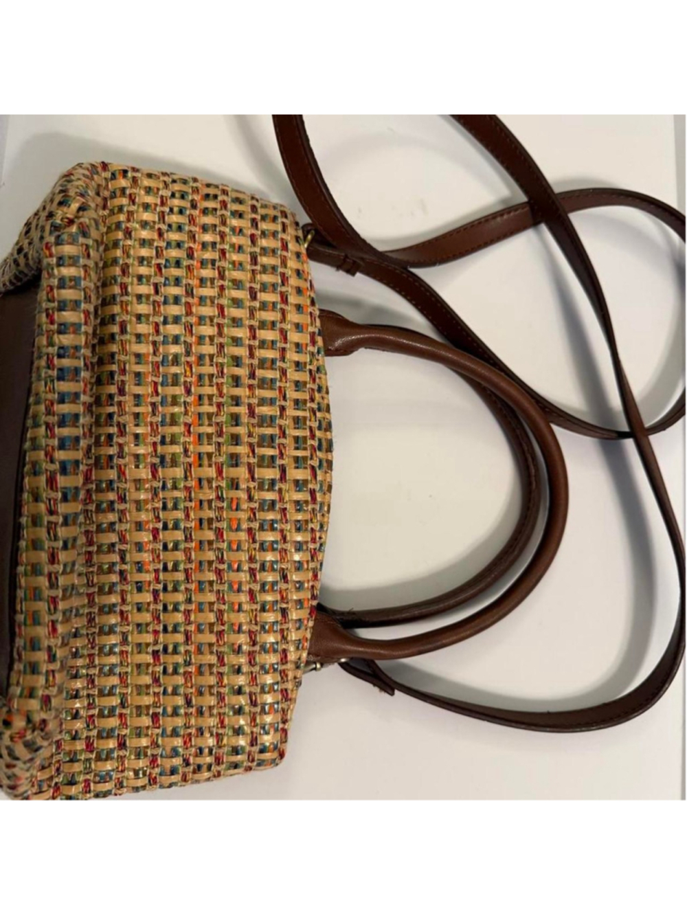 Fossil Multicolor Woven Satchel Crossbody Bag Boho Y2K